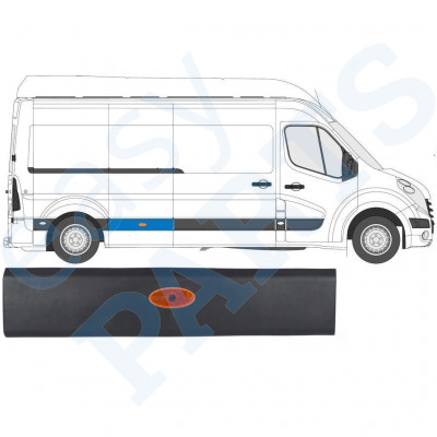 Sidepanel med lampe til Renault Master 2010- / LWB / Højre /  10548