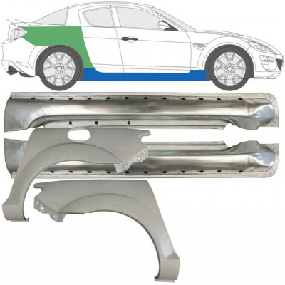 MAZDA RX8 2003-2012 FULD REPARATIONSDEL TIL DØRPANEL + BAGSKÆRM / SÆT