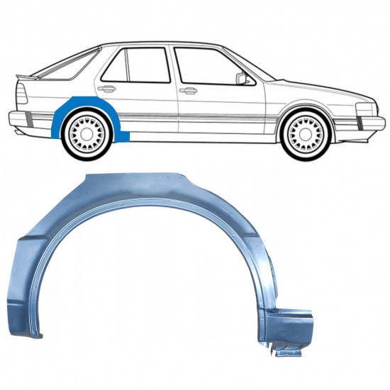 Bagskærm reparationspanel til Saab 9000 1985-1998 / Højre 8120