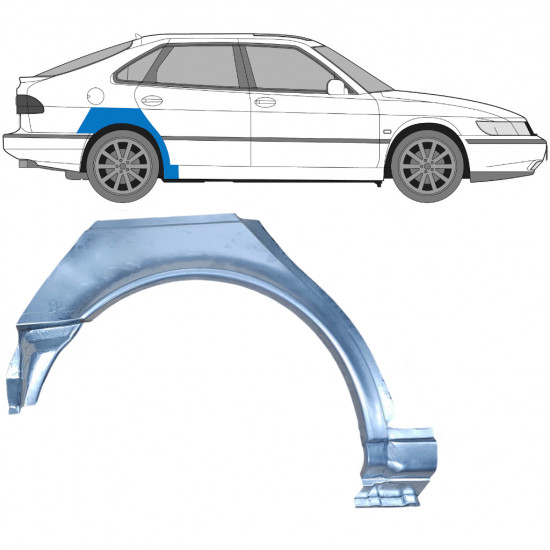 Bagskærm reparationspanel til Saab 900 1994-1998 / Højre 6983