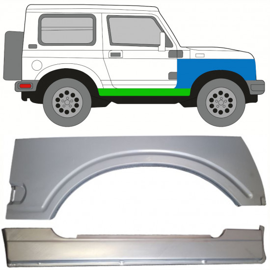 SUZUKI SAMURAI 1981-1998 FULD REPARATIONSDEL TIL DØRPANEL+ REPARATIONSSÆT TIL FRONTVINGE / SÆT / HØJRE