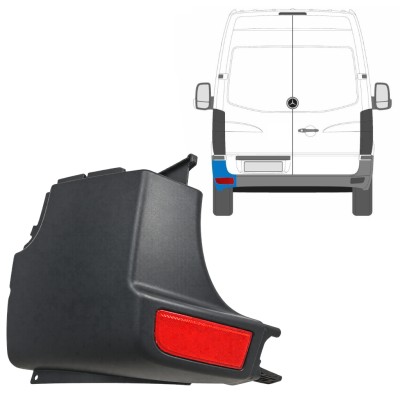Bageste stødfangerhjørne med reflekslampe til Mercedes Sprinter 2006-2018 / Venstre / Sæt 9725