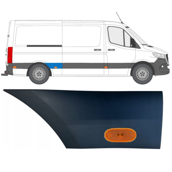 Stødliste til bagskærm med lampe til Mercedes Sprinter 2018- / Højre / Sæt 16652