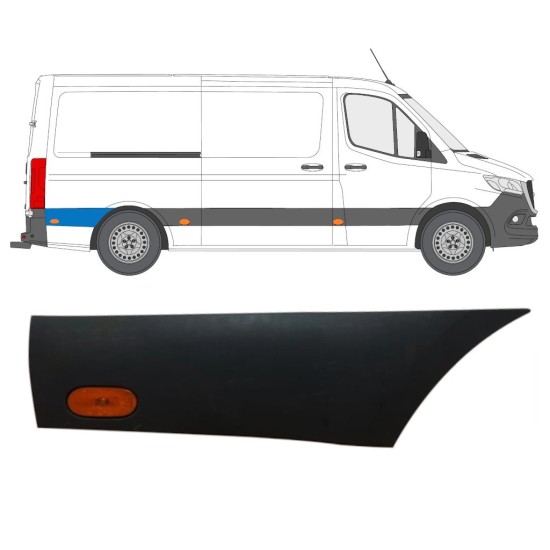 Stødliste til bagskærm bag hjulet med lampe til Mercedes Sprinter 2018- / Højre / Sæt 16646