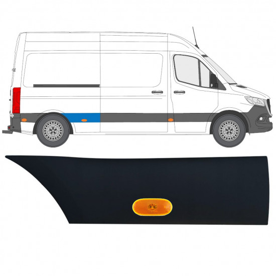 Stødliste til bagskærm med lampe til Mercedes Sprinter 2018- / Højre / Sæt 12968