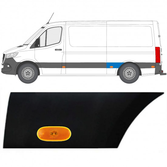 Stødliste til bagskærm med lampe til Mercedes Sprinter 2018- / Venstre / Sæt 12967