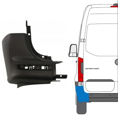 Hjørne af bageste stødfanger til Mercedes Sprinter 2018- / Venstre 14944