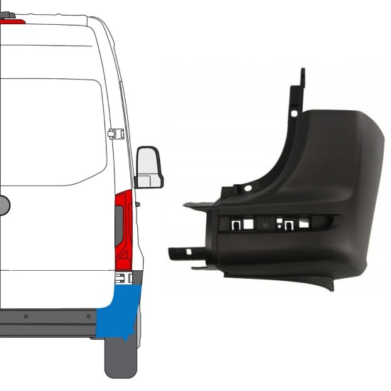 Hjørne af bageste stødfanger til Mercedes Sprinter 2018- / Højre 14943