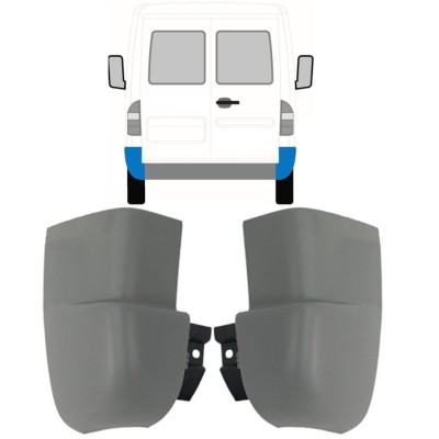 Hjørne af bageste stødfanger til Mercedes Sprinter 1995-2006 / Venstre+Højre / Sæt 9717