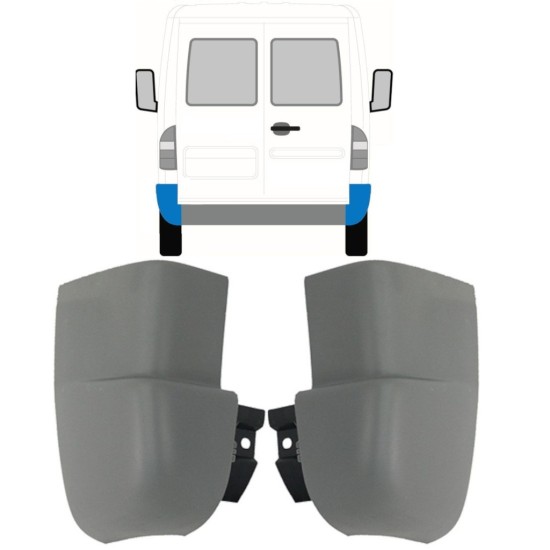 Hjørne af bageste stødfanger til Mercedes Sprinter 1995-2006 / Venstre+Højre / Sæt 9717