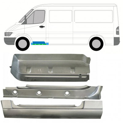 MERCEDES SPRINTER 1995-2006 FRA DØRTRIN + FENDER MONTERINGSDELE + REPARATIONSDEL TIL DØRPANEL / SÆT / VENSTRE