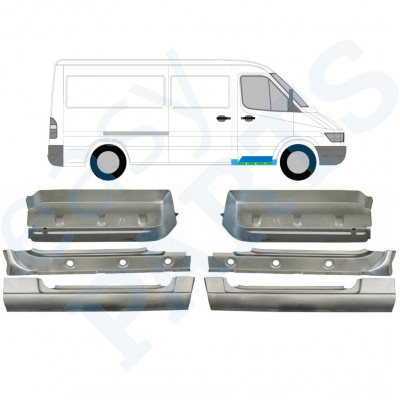 MERCEDES SPRINTER 1995-2006 FRA DØRTRIN + FENDER MONTERINGSDELE + REPARATIONSDEL TIL DØRPANEL / SÆT / HØJRE + VENSTRE