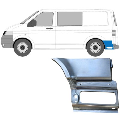 Nederste del af bagerste skærm bag hjulet til Volkswagen Transporter T5 2003-2015 / Venstre 16263