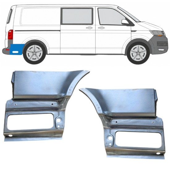 Nederste del af bagerste skærm bag hjulet til Volkswagen Transporter T6 2015-2024 / Venstre+Højre 17202