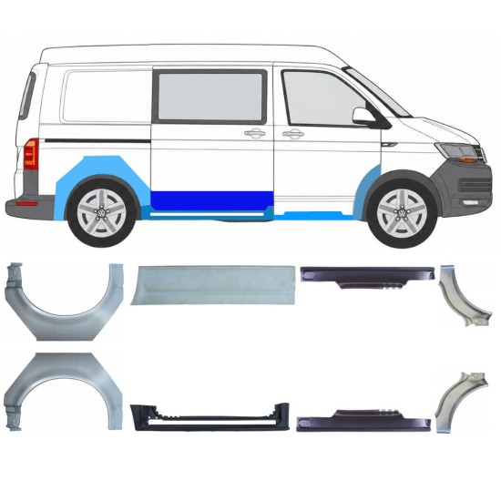 Dørpanel og bagskærm reparationspanel til Volkswagen Transporter T6 2015-2024 17135