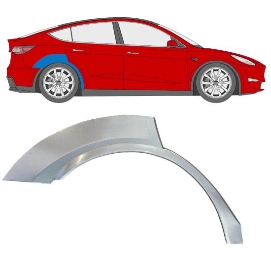 Bagskærm reparationspanel til Tesla Model Y 2020- / Højre 16376