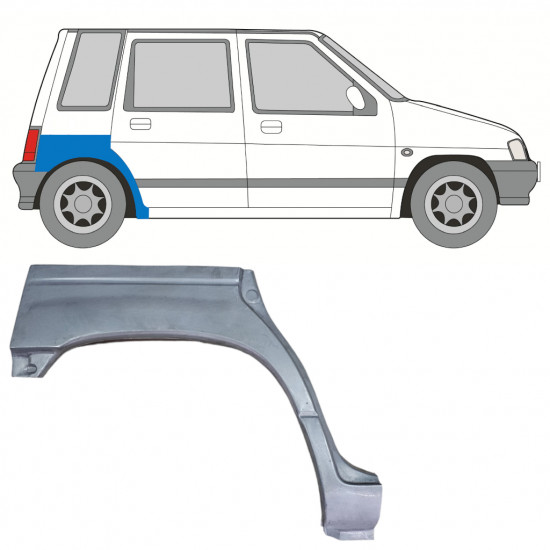 Bagskærm reparationspanel til Daewoo Tico 1991-2000 / Højre 12523