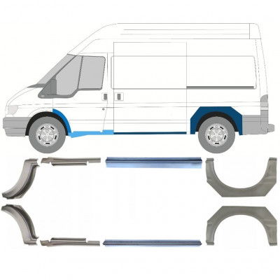 FORD TRANSIT 2000-2013 GENNEMSNITLIG AKSELAFSTAND BAGSKÆRM + REPARATION AF KARMEN / HØJRE + VENSTRE / SÆT