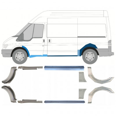 FORD TRANSIT 2000-2013 GENNEMSNITLIG AKSELAFSTAND BAGSKÆRM + REPARATION AF KARMEN / HØJRE + VENSTRE / SÆT