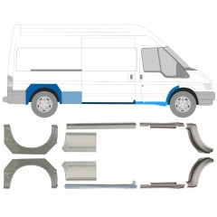 Dørpanel og bagskærm reparationspanel til Ford Transit 2000-2013 / Venstre+Højre / Sæt 10640