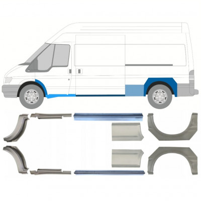 Dørpanel og bagskærm reparationspanel til Ford Transit 2000-2013  / LWB / Sæt 12678