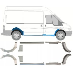 Dørpanel og bagskærm reparationspanel til Ford Transit 2000-2013 / Venstre+Højre / Sæt 10637