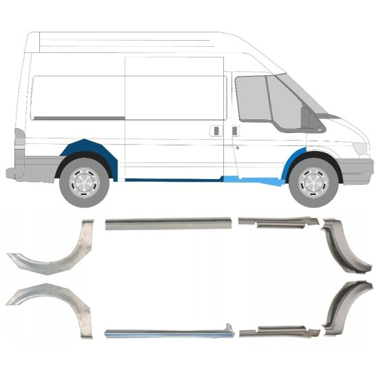Dørpanel og bagskærm reparationspanel til Ford Transit 2000-2013 / MWB / Sæt 9693