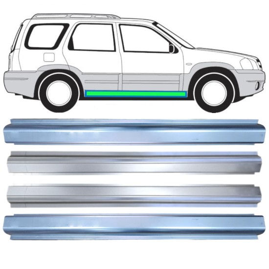 Reparationspanel til dørpanel + indre reparationspanel til dørpanel til Mazda Tribute 2001-2008 / Venstre+Højre 15599