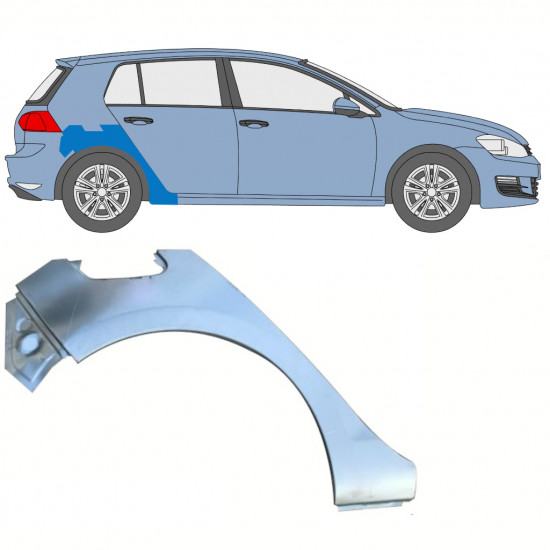 Bagskærm reparationspanel til VW Golf 7 2012- / Højre 8364