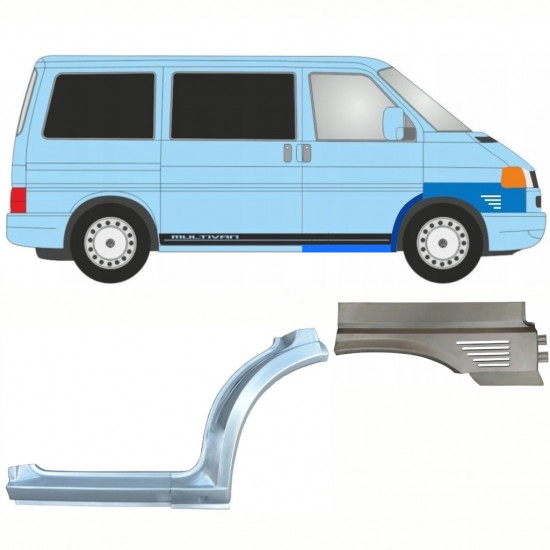 Dørpanel + forreste hjulkasse + forskærm til VW Transporter T4 Caravelle 1996- / Højre / Sæt 10043